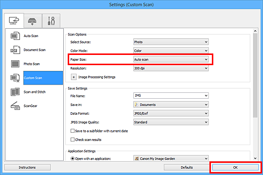 figure: Settings dialog box